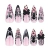 JONKASIPA 3D Handmade Press On Nails,Medium Bow Tip Fake Nails