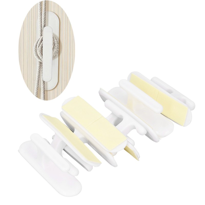 8Pcs Wall Self Adhesive Curtain Hooks White Reusable Plastic Curtain