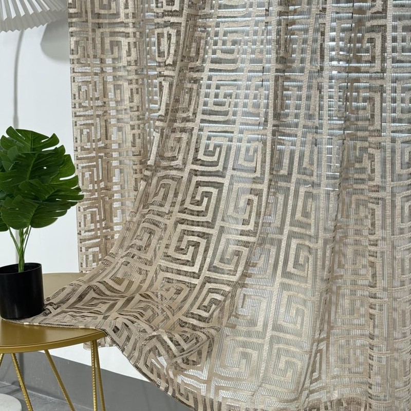 Black and Gold Sheer Curtains for Living Room Luxury Tulle