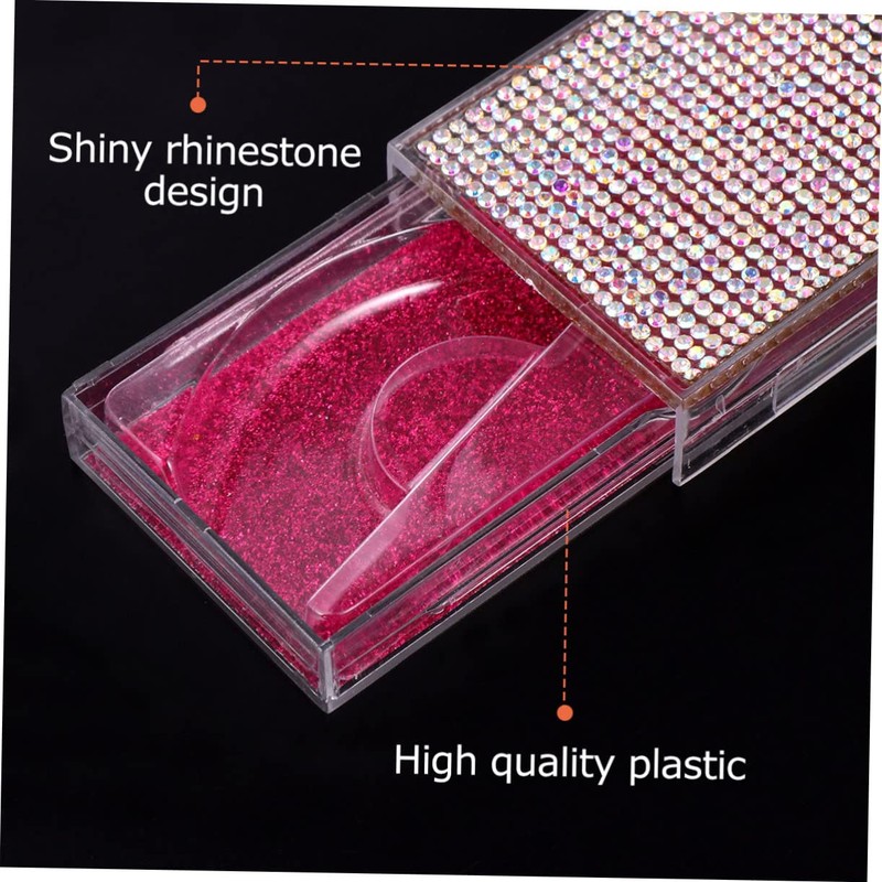 Ipetboom 2pcs Shiny Rhinestone False Eyelash Storage Case Convenient Eyelash
