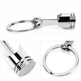 MauSong Creative Auto Parts, Mini Engine Piston Model Keychain, Alloy Key Chain Ring Keyring Keyfob, Silver