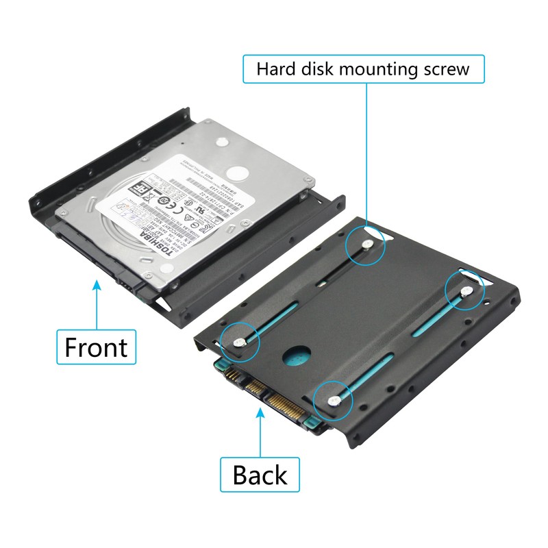 2pcs 2.5" to 3.5" Hard Drive Bracket - Metal SSD