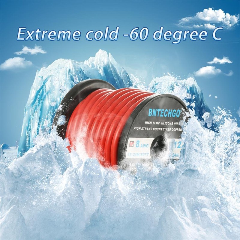 BNTECHGO 8 Gauge Silicone Wire Spool 50 ft Red Flexible
