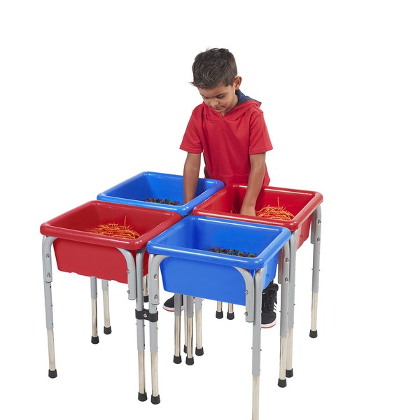 ECR4Kids 4-Station Sand and Water Adjustable Play Table, Sensory Bins,