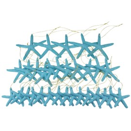 LJY 30 Pieces Mixed Sizes Resin Pencil Finger Starfish with Rope for Christmas Tree Hanging Ornaments Beach Theme Wedding Home Decor & DIY Craft Project (Blue)