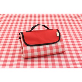SAMSIER Large Picnic Blankets Waterproof Foldable Washable with Pillow, Portable Outdoor Camping Mat Red-and-White 60"×80"