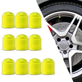 Piburth Tire Stem Valve Caps with O Rubber Ring, Dustproof Airtight Seal Wheel Stem Covers, Universal Accessories for Cars, SUVs, Bicycles,Trucks and Motorcycles (Yellow, 10PCS)