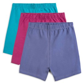 Mightly Girls' Cartwheel Shorts | 95% Soft Organic Cotton with a Touch of Stretch, Basic Comfort Bicycle Undershorts for Toddlers and Kids, Fair Trade Certified, Pack of 3, Bright Lights, X-Small