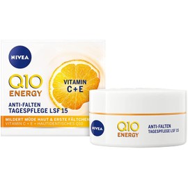 NIVEA Q10 Energy Anti-Wrinkle Day Cream SPF 15 (50 ml), Face Cream with 100% Skin-Tide Q10, Vitamin C and Vitamin E, Day Cream Reduces Wrinkles and Provides Firmer Skin