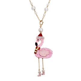 Betsey Johnson Women's Santa Flamingo Convertible Ornament Necklace