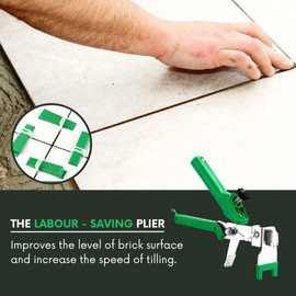 KMS Tile Leveling System 1/16’’ Kit, The Set Includes 300 tile spacers Clips, 100 tile wedges & 1 Plier – Premium DIY & Easy to use for Professional Tile & Stone Installation (tile spacers 1/16 inch)