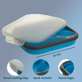 Premier Housewares Stylish Blue Collapsible Lunch Box | Vibrant Bento Lunch Box | Durable Lunch Box For Travel | Space Saving Box With Compartments