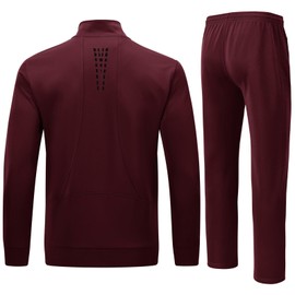 Rdruko Men's Tracksuits Sweatsuits 2 Piece Set Jogging Running Workout Athletic Sportswear Suits(Wine Red, US L)