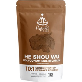 HYBRID HERBS He Shou Wu Powder 10X Strength – High-Potency 10:1 Fo-Ti Extract for Hair Growth, Natural Hair Color, Skin Health, Fertility & Stress Support – Rich in Antioxidants – 113 Servings (113g)