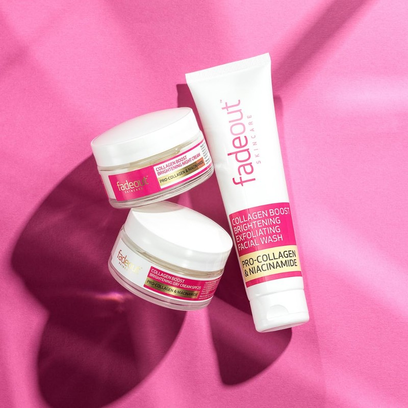 Fade Out Collagen Boost Brightening Facial Wash, Exfoliating Cleanser with