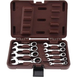 Paramount 9 Piece Stubby Reversible Ratcheting Combination Wrench Set: 12 Points, 1/4" to 3/4 inch