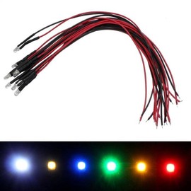 Lumonic 5 x Super Bright LEDs with Resistor for 12 V Applications, High Power LEDs with Connection Cable for DIY Soldering, Blue, Diameter