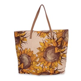 COTT N CURLS Womens Sunflower Tote Bag - 18" x 20" Canvas Bags with Zipper, Handmade Large Canvas Tote Bag with Inner Pockets and Leather Straps, Lightweight Canvas Bag with Adjustable Strap
