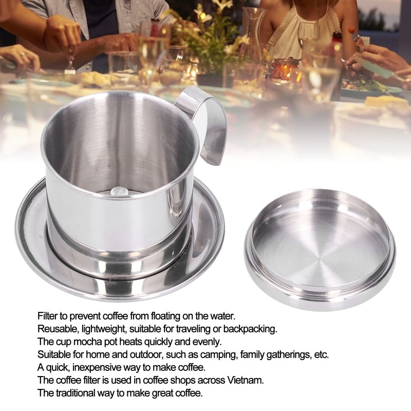 Vietnamese Coffee Filter, Stainless Steel Pour Over Coffee Dripper Cup