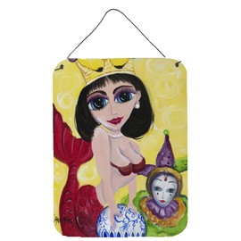 Caroline's Treasures JMK1180DS1216 Mardi Gras Queen Mermaid Wall or Door Hanging Prints Aluminum Metal Sign Kitchen Wall Bar Bathroom Plaque Home Decor Front Door Plaque, 12x16, Multicolor