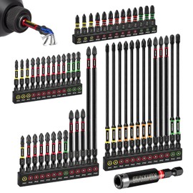 GEINXURN Phillips Screwdriver Bit Set Impact Resistant PH1 PH2 PH3 25 mm 50 mm 75 mm 150 mm Length 1/4 Inch Hex Shank S2 Alloy Steel Bit Set with 1 Piece 60 mm Magnetic Bit Holder, Ultra Colour Code