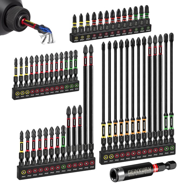 GEINXURN Phillips Screwdriver Bit Set Impact Resistant PH1 PH2 PH3