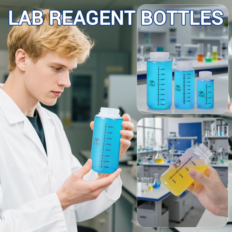 DEMORA Plastic Bottles with Airtight Caps 32oz/1000ml, Food Grade Wide