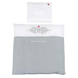 roba Rock Star Baby Collection 2-Piece Children's Bed Linen Set 100 x 135 cm 100% Cotton Duvet and Pillowcase for Babies and Children with Elaborate Appliqué