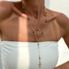 GIGB PBDK Layered Rhinestone Cross Lariat Necklace Set for Women