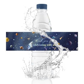 URROMA Starry Sky Theme Water Bottle Labels,50Pcs Waterproof Drinks Wrappers Milky Way Pattern Bottle Decor for Wedding Birthday Party Baby Shower