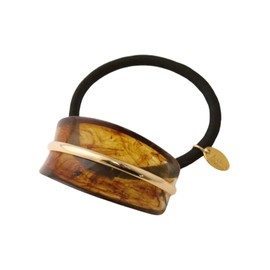 VINGTAINE H7874-BR-HGOM Hair Elastic Hair Cuff, Marble Pattern, Plate, Metal Line, Pony Hook, Hair Accessory, Stylish, Adult Casual, Simple, Gift, Present