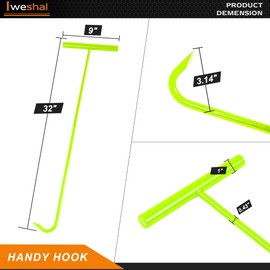 Iweshal Handy Lifting Hook, Heavy Duty 32" Manhole Cover Hook, Solid Steel Chrome Plated Lifting Hook, Lift Manhole Covers, Hooks for Moving Lifting and Pulling (One-Piece Design)