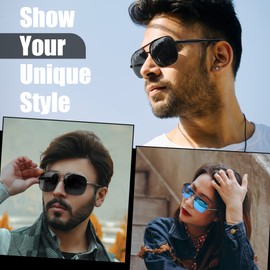 KANASTAL Mens Womens Polarized Sunglasses UV 400 Protection Large Square Sunglasses Metal Frame Style for Driving Fishing