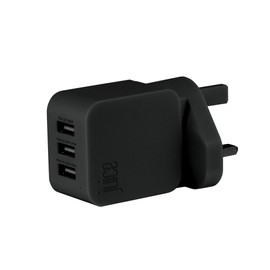 JUICE Triple Three USB Port Universal Mains Charger, 3.4A, Black