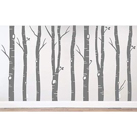 9 Birch Tree Branches Forest Winter Silhouette Wall Decal Sticker Nature Woods Scene Choose SIze Colors