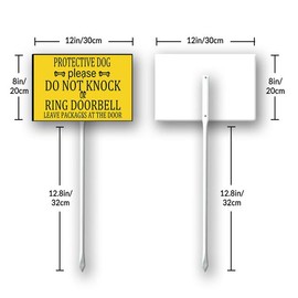 Lefangovs-12x8 IN Protective Dog Please Do Not Knock or Ring Doorbell Ring Doorbell Leave Packages at The Door Sign With Stake,Aluminum Sign for Yard, Lawn, Home Security
