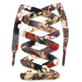 CocoLuck Crepe Shoelaces with Japanese Patterns, 46.1 inches (117 cm) - black