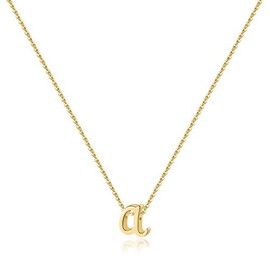 Memorjew Memorjew 925 Sterling Silver Initial Necklace, Dainty Letter A Gold Gold Cursive Initial Necklace for Women, Valentines Mother's Day Birthday Gifts Jewelry
