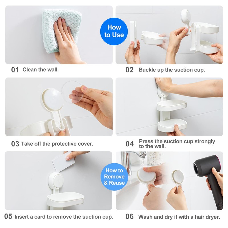TAILI Double Layer Soap Dish Suction Cup Soap Holder, Strong