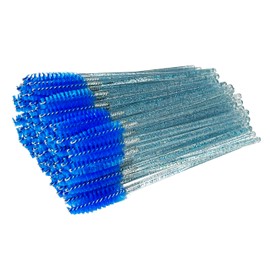 Haobase 100Pcs Disposable Eyelash Brushes Mascara Wands Eyebrow Brush Makeup Brush Tool (Crystal Blue)