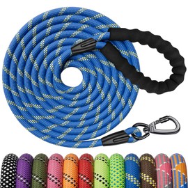 Kdsvakd Training Lead for Dogs, 1.8m / 6ft Dog Rope Lead with Carabiner Clip and Padded Handle, Reflective Recall Puppy Leash for Puppy, Small, Medium, Large Dog, Blue