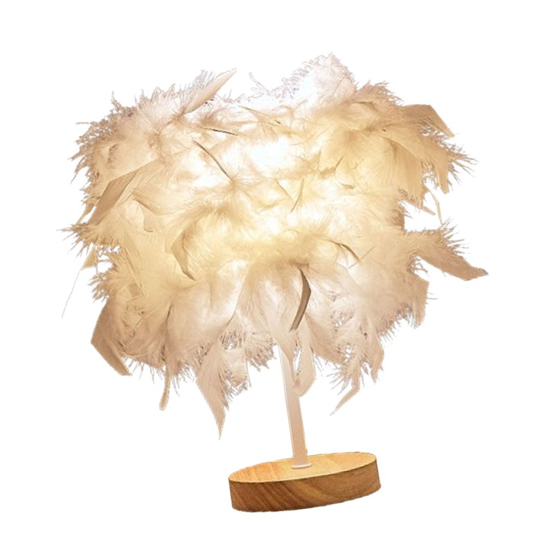 Feather Table Lamp Light Luxury Bedside Lamp Night Light for