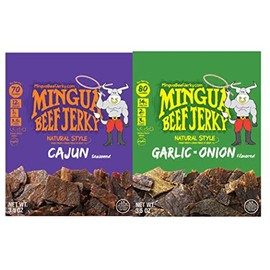 Mingua Beef Jerky - Two Cajuns + Two Garlic & Onions, 3.5 ounces, 14.0 Ounce