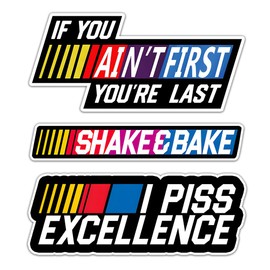 3 PCs Shake and Bake If You Ain't First You're Last Ricky Bobby Racing Quote Sticker for Bike Car Truck Motorbike Helmet 3 Inches