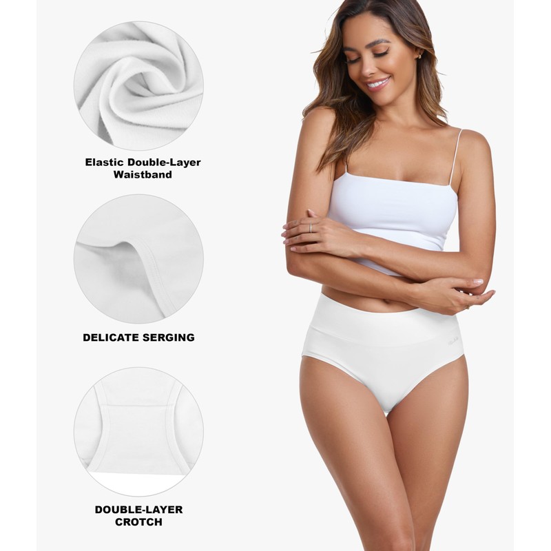 coskefy Womens Cotton Underwear High Waist Full Coverage Briefs Breathable