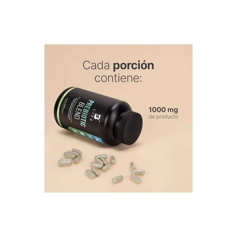 Prebióticos 240 Cápsulas de 1000 mg por porción con Inulina,