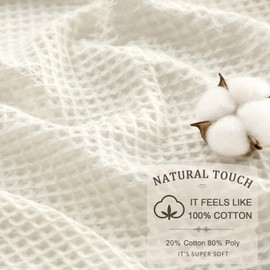 Long Waffle Weave Shower Curtain Cotton Fabric Texture Shower Curtain for Bathroom Ivory,72Wx78L