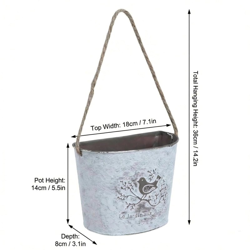 Riadyet 2 Pack Hanging Planters, 7.1 Inch Vintage Bird Flower