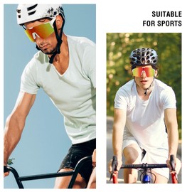 DUCO Sports Sunglasses for Men Cycling Sunglasses Youth Baseball Sun glasses Lightweight TR90 Frame Goggles DC0032