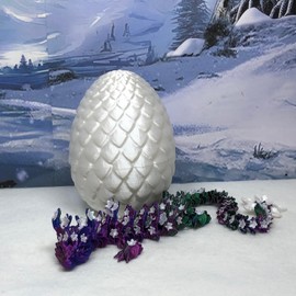 Generic 3D Printed Dragon with Dragon Egg, 3D Printed Articulated Red Green Blue Cherry Blossom Dragon, Fidget Toy for Autism ADHD, Gift Ideas - D021-RGB